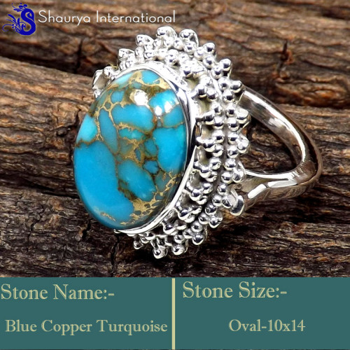 Blue Copper Turquoise D - SDR611-Stunning New Collection Handmade Designer Ring 925 Sterli