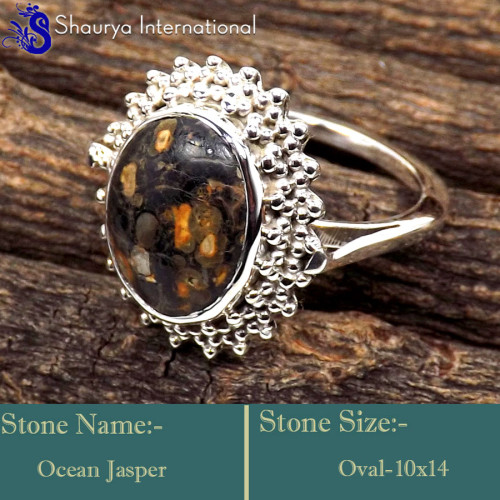 Ocean Jasper M - SDR611-Stunning New Collection Handmade Designer Ring 925 Sterli