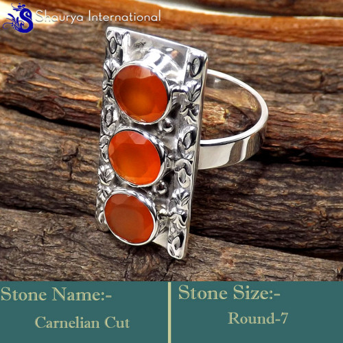 Carnelian Cut O - SDR609-Direct Factory Wholesale Handmade Rings 925 Sterling Silv