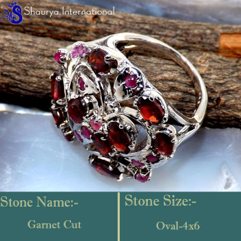 Garnet Cut B - SFJ952-Indian Factory Handmade Gorgeous Designer Rings 925 Sterl