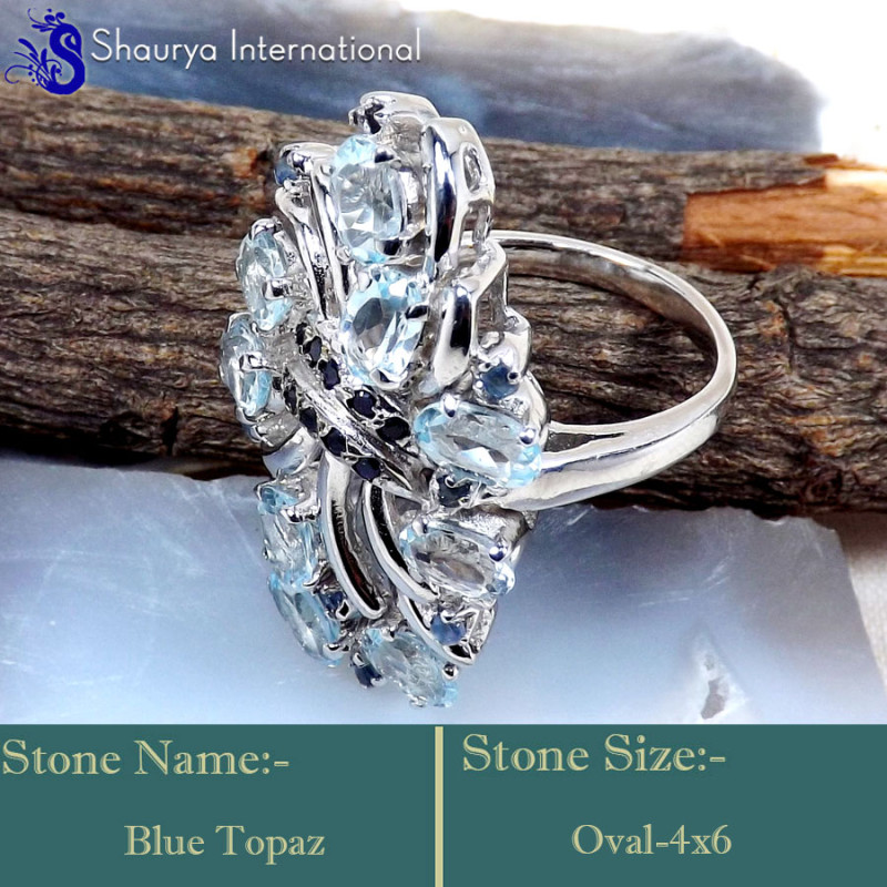Blue Topaz C - SFJ952-Indian Factory Handmade Gorgeous Designer Rings 925 Sterl Blue Topaz C - SFJ952-Indian Factory Handmade Gorgeous Designer Rings 925 Sterl