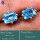 Blue Topaz O - SFJ946-Faceted Cut Blue Topaz Gemstone Stud Earrings 925 Sterlin