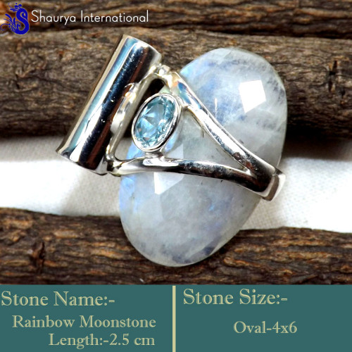 Rainbow Moonstone Cut A - SD620-Lovely Cut Gemstones Elegant Pendants 925 Sterling Silver