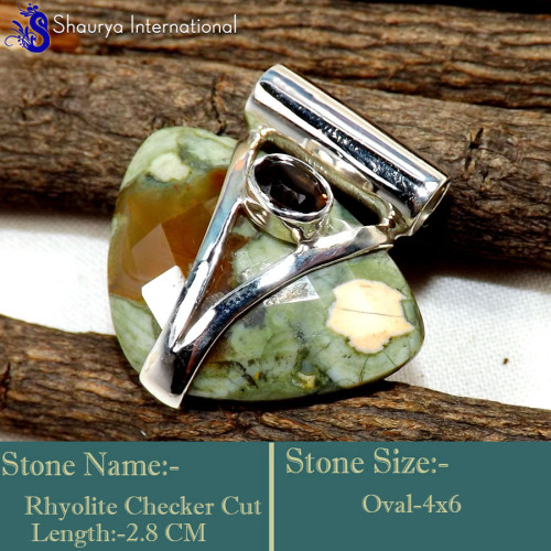 Rhyolite C - SD620-Lovely Cut Gemstones Elegant Pendants 925 Sterling Silver