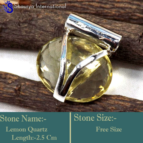 Lemon Quartz D - SD620-Lovely Cut Gemstones Elegant Pendants 925 Sterling Silver