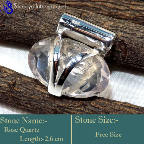 Rose Quartz E - SD620-Lovely Cut Gemstones Elegant Pendants 925 Sterling Silver