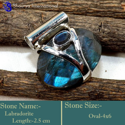 Labradorite Cut O - SD620-Lovely Cut Gemstones Elegant Pendants 925 Sterling Silver