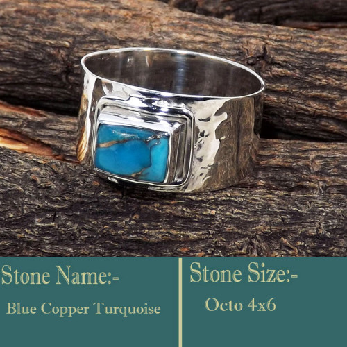 Blue Copper Turquoise A - SDR605-Genuine Gemstone 925 Solid Silver Handmade Wholesale Ring Blue Copper Turquoise A - SDR605-Genuine Gemstone 925 Solid Silver Handmade Wholesale Ring