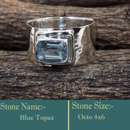 Blue Topaz C - SDR604-Faceted Gemstone 925 Sterling Silver Handmade Direct Fact Blue Topaz C - SDR604-Faceted Gemstone 925 Sterling Silver Handmade Direct Fact