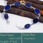 Lapis Lazui G - LPS990-Solid 925 Sterling Silver Flat Lapis Lazuli Plain Set Bra