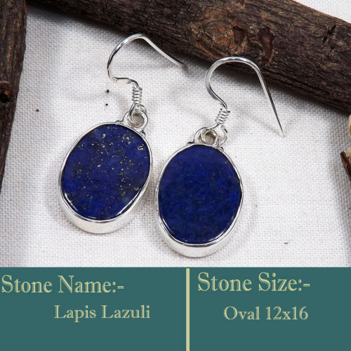 Lapis Lazuli E - LPS989-Plain Setting 925 Sterling Silver Lapis Lazuli Handmade W