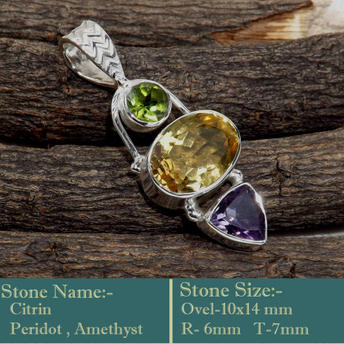 Multi Cut Stone G - SD616-925 Sterling Silver Three Stone Designer Handmade Wholesal