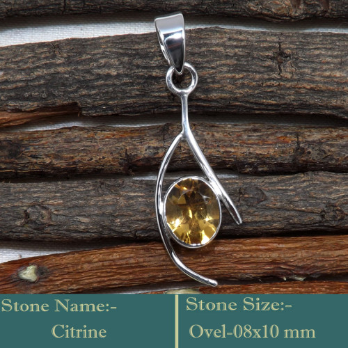 Citrine Oval Cut A - SD612-CLASSIC-CUT GEMSTONES COLOURFUL PENDANTS 925 STERLING SILV