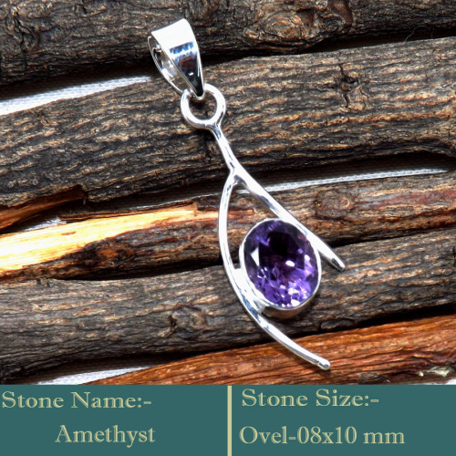 Amethyst Cut D - SD612-CLASSIC-CUT GEMSTONES COLOURFUL PENDANTS 925 STERLING SILV