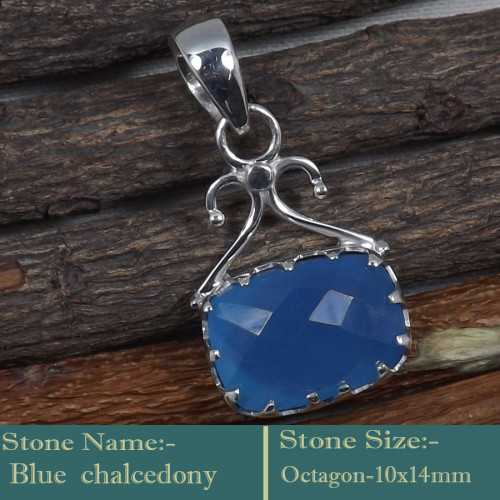 Blue Chalcedony Cut B - SD607-Cut Gemstones Colourful 925 Sterling Silver Designer Penda