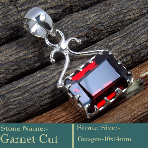 Garnet Cut G - SD607-Cut Gemstones Colourful 925 Sterling Silver Designer Penda