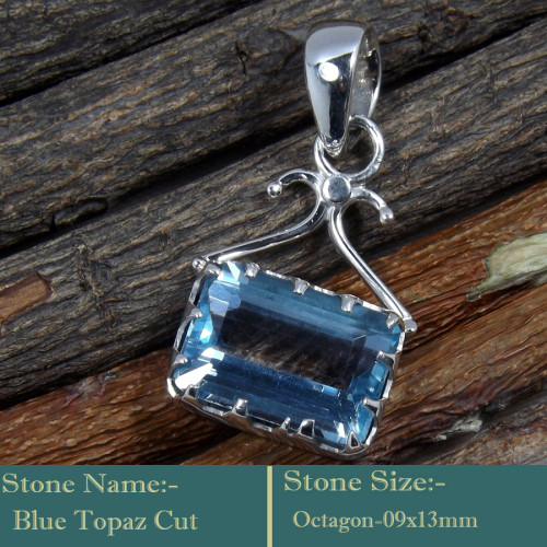Blue Topaz Cut O - SD607-Cut Gemstones Colourful 925 Sterling Silver Designer Penda
