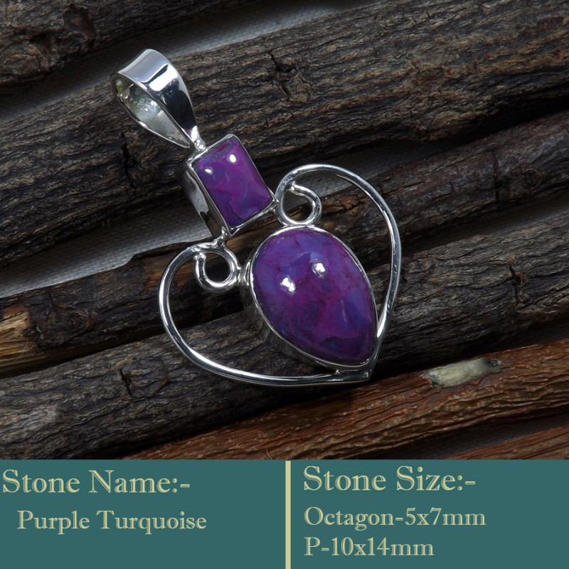 Purple Turquoise Cab F - SD605-Solid 925 Sterling Silver Cab Gemstone Colourful Designer