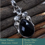 Black Onyx & Crystal Cut O - SD600-Cut Gemstone Solid 925 Sterling Silver Designer Pendant Wh
