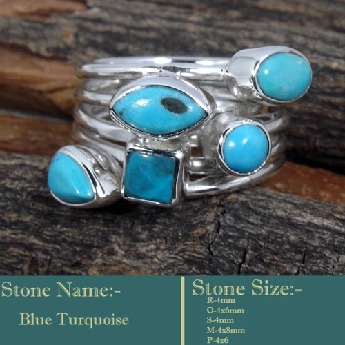 Blue Turquoise Cab B - SDR603-Soild 925 Sterling Silver-Cab Gemstones Colourful Designe
