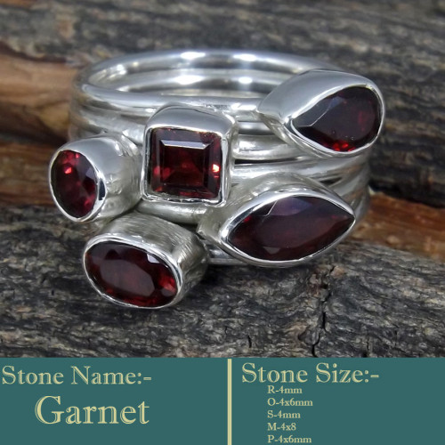 Garnet Cut B - SDR602-Classic Colourful Cut Gemstones 925 Silver Designer Ring