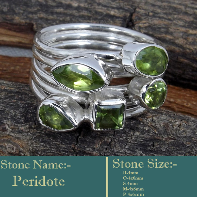 Peridot Cut O - SDR602-Classic Colourful Cut Gemstones 925 Silver Designer Ring