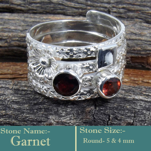 Garnet Cut A - SDR600-Soild 925 Sterling Silver-Cut Gemstones Colourful Designe