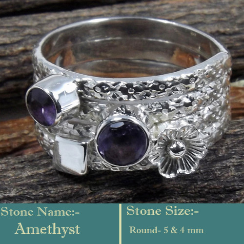 Amethyst Cut F - SDR600-Soild 925 Sterling Silver-Cut Gemstones Colourful Designe