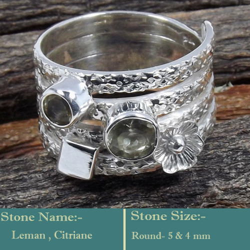 Lemon & Citrine Cut K - SDR600-Soild 925 Sterling Silver-Cut Gemstones Colourful Designe