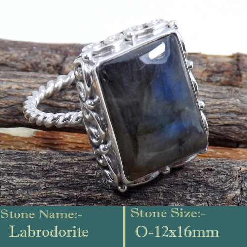 Labradorite Cab G - SDR599-Charming Colourful Cab Gemstones 925 Sterling Silver Ring