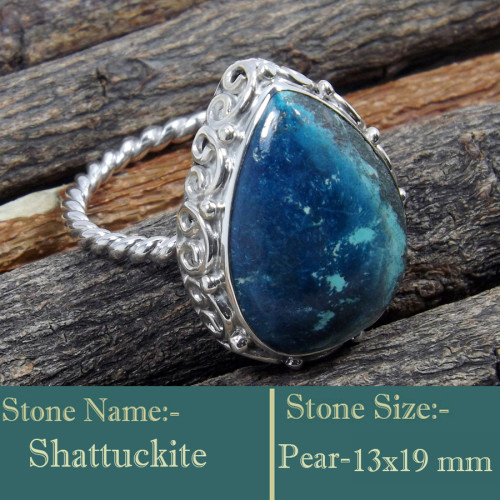 Shattuckite Cab K - SDR599-Charming Colourful Cab Gemstones 925 Sterling Silver Ring