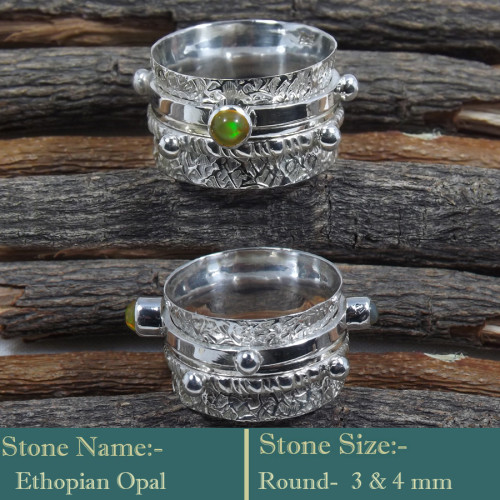 Ethiopian Opal Cab C - SDR598-Cab Gemstones Soild 925 Sterling Silver Designer Ring