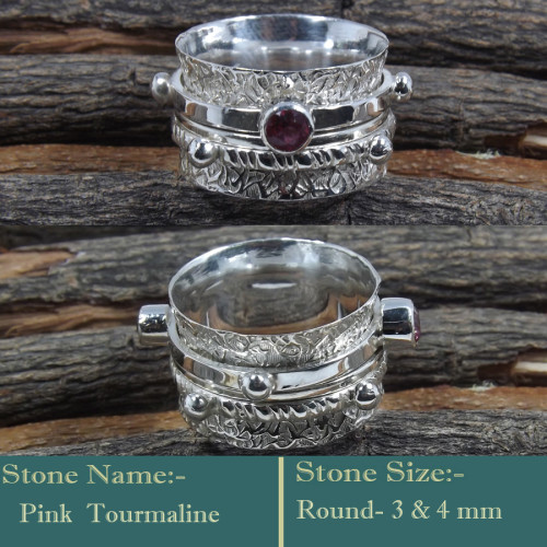 Pink Tourmaline Cut E - SDR597-Cut Gemstones 925 Silver Colourful Designer Ring Wholesal