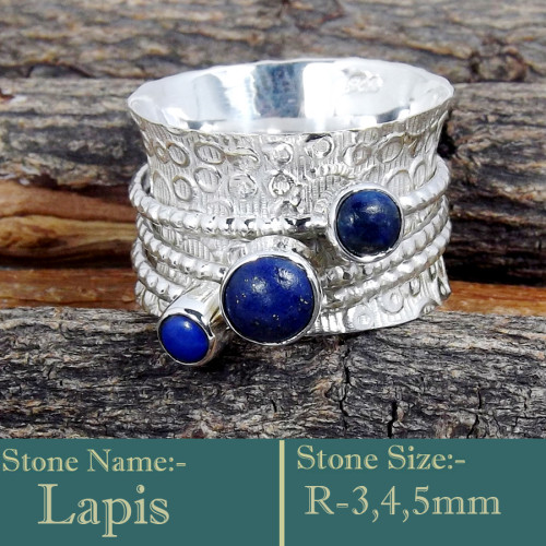 Lapis Cab G - SDR596-Awesome 925 Sterling Silver Cab Gemstones Colourful Ring