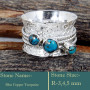 Blue Copper Turquoise Cab H - SDR596-Awesome 925 Sterling Silver Cab Gemstones Colourful Ring