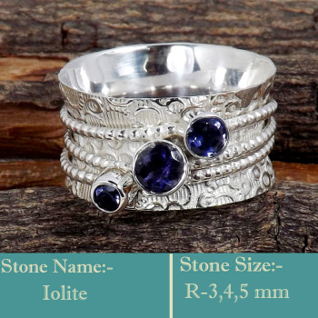 Iolite Cut C - SDR595-Colourful Cut Gemstones 925 Sterling Silver Ring Wholesal