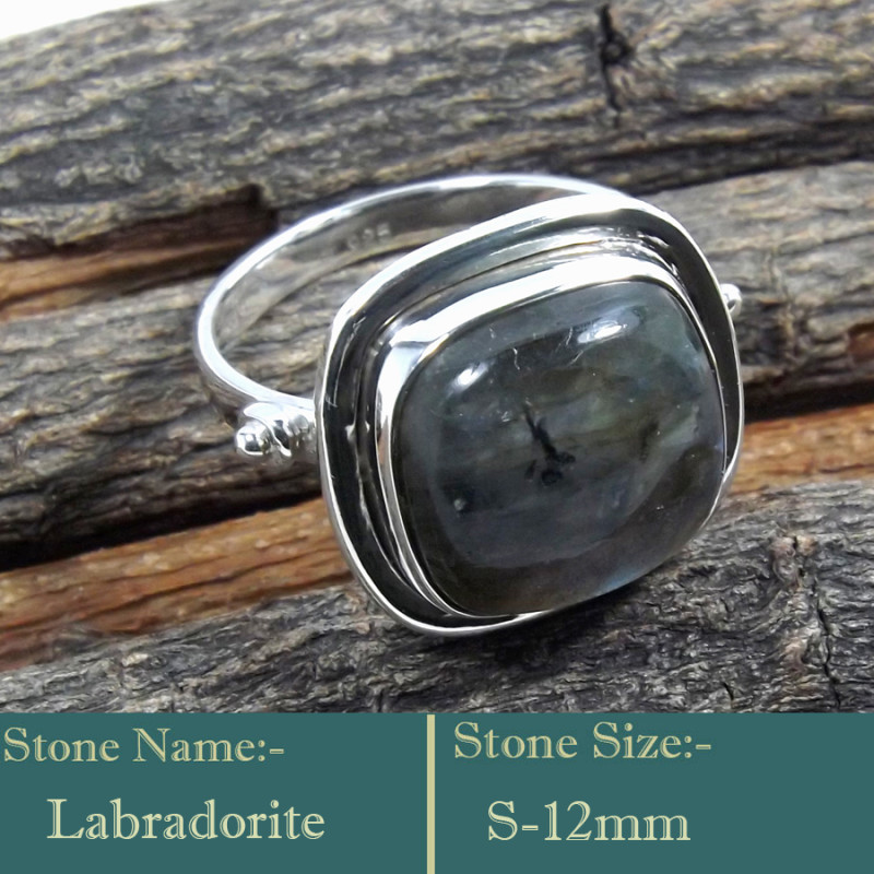 Labradorite Cab A - RSS843-925 Silver Cab Gemstones Colourful Wholesale Ring