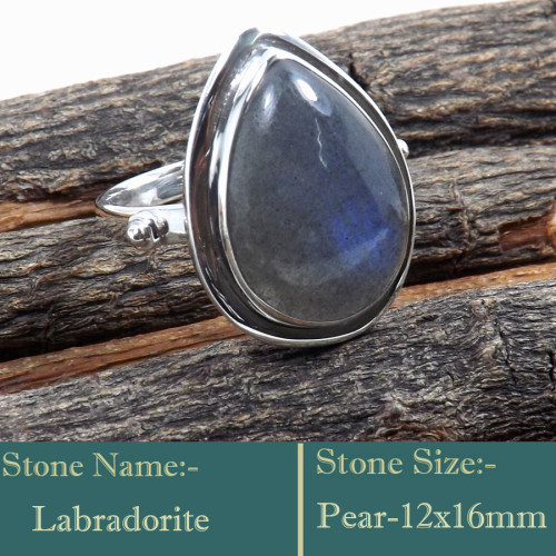 Labradorite Cab C - RSS843-925 Silver Cab Gemstones Colourful Wholesale Ring