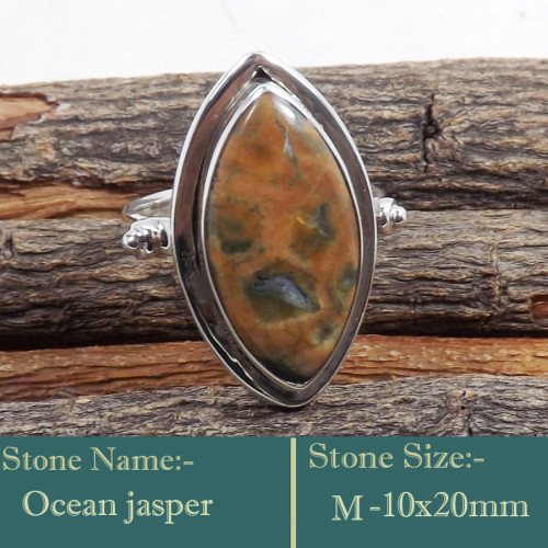 Ocean Jasper Cab E - RSS842-Soild 925 Sterling Silver Cab Gemstones Colourful Designe