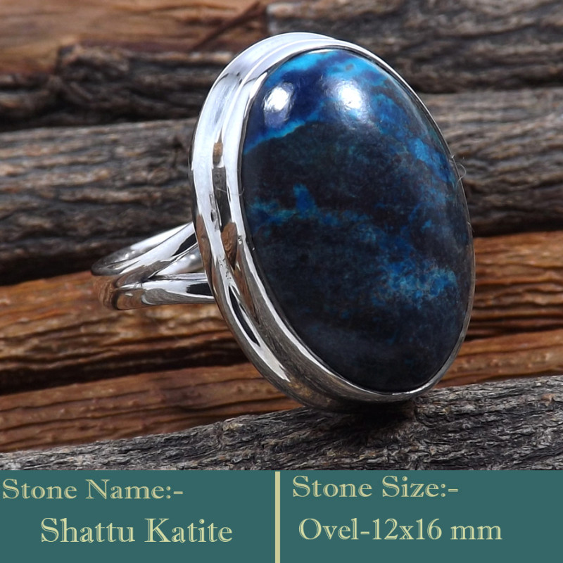 shattuckite Cab H - RSS841-Rare Colourful Cab Gemstones 925 Sterling Silver Ring