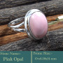 Pink Opal Cab O - RSS841-Rare Colourful Cab Gemstones 925 Sterling Silver Ring