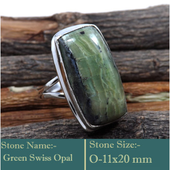 Green Swiss Opal Cab D - RSS840-925 Silver Cab Gemstones Colourful Designer Ring Wholesal