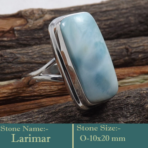 Larimar Cab F - RSS840-925 Silver Cab Gemstones Colourful Designer Ring Wholesal