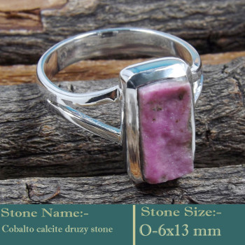 Cobalto Calcite Druzy H - PSR769-Gorgeous Cobalto Calcite Druzy Gemstone 925 Silver Ring