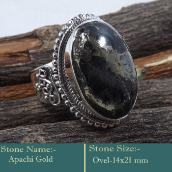 Apache Gold G - SDR594-Gorgeous Cab Gemstones 925 Sterling Silver Designer Ring