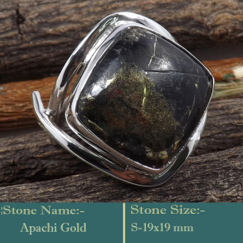 Apachi Gold Cab O - RSS836-Gorgeous Handmade 925 Silver Cab Gemstones Solitaire Ring