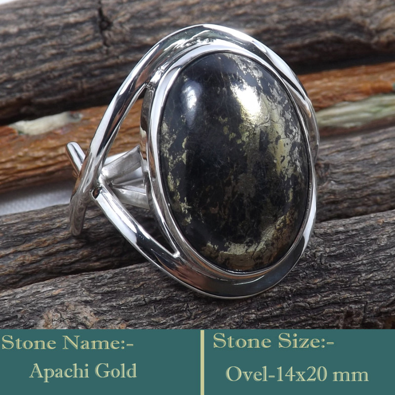 Apachi Gold Cab A - RSS835-Amazing Cab Gemstones Wholesale 925 Silver Handmade Ring