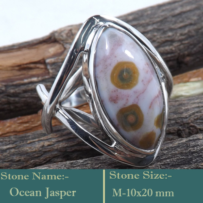 Ocean Jasper Cab C - RSS835-Amazing Cab Gemstones Wholesale 925 Silver Handmade Ring