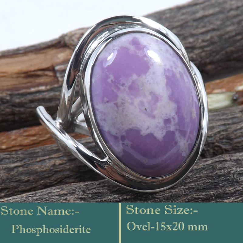 Phosphosiderite Cab O - RSS835-Amazing Cab Gemstones Wholesale 925 Silver Handmade Ring