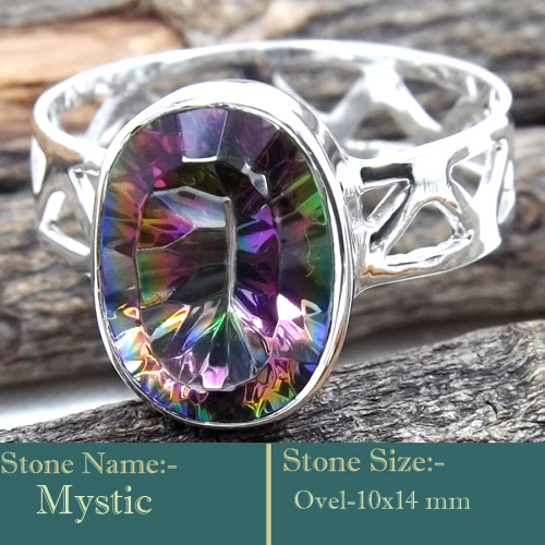 Mystic Cut E - SCR835-Awesome Look Handmade 925 Silver Cut Gemstone Rings